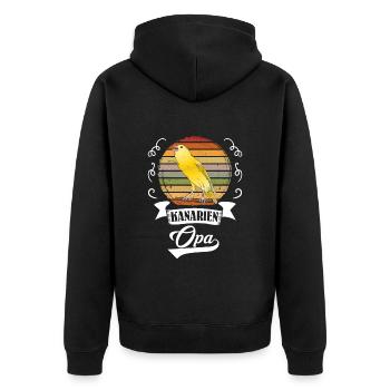 Opa Kanarien Grandpa Canary Vogelliebhaber - Unisex Premium Bio Zip Hoodie - Schwarz - Hinten - Nico (187cm)