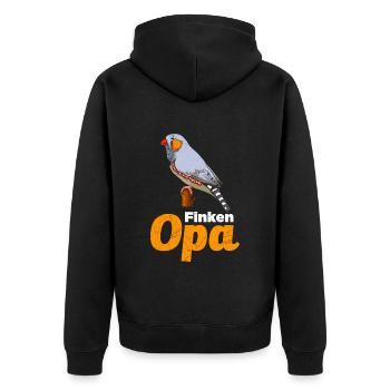 Finken Opa Zebrafink Vogelliebhaber Fink - Unisex Premium Bio Zip Hoodie - Schwarz - Hinten - Nico (187cm)