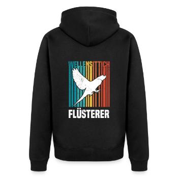 Vogelfreund Wellensittich Flüsterer Sittiche - Unisex Premium Bio Zip Hoodie - Schwarz - Hinten - Nico (187cm)