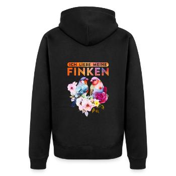 Ich liebe meine Finken Vogelliebhaber Vogel Liebe - Unisex Premium Bio Zip Hoodie - Schwarz - Hinten - Nico (187cm)