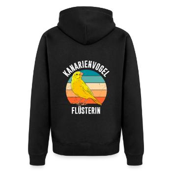 Kanarienvogel Flüsterin Vogelliebhaber Frauen - Unisex Premium Bio Zip Hoodie - Schwarz - Hinten - Nico (187cm)
