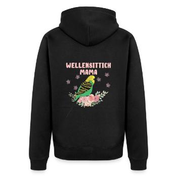 Wellensittich Mama Budgie Mom Sittich Vogelfreund - Unisex Premium Bio Zip Hoodie - Schwarz - Hinten - Nico (187cm)
