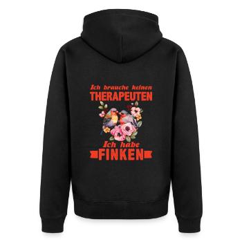Finkenvogel Ich brauch keinen Therapeuten - Unisex Premium Bio Zip Hoodie - Schwarz - Hinten - Nico (187cm)