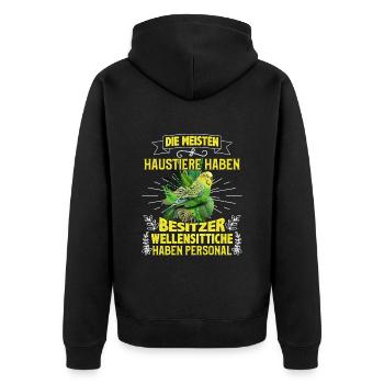 Vogelfreund Die meisten Haustiere haben Besitzer - Unisex Premium Bio Zip Hoodie - Schwarz - Hinten - Nico (187cm)