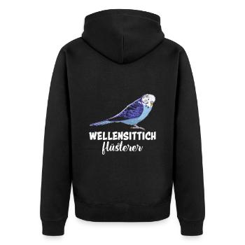 Vogelfreund Wellensittich Flüsterer Sittiche - Unisex Premium Bio Zip Hoodie - Schwarz - Hinten - Nico (187cm)