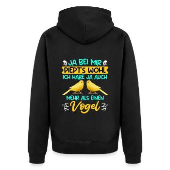 Kanarien Ja bei mir piepts wohl Vogelliebhaber - Unisex Premium Bio Zip Hoodie - Schwarz - Hinten - Nico (187cm)