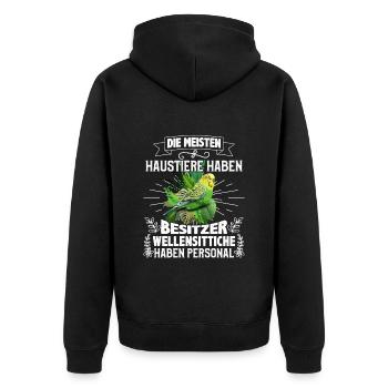 Vogelfreund Die meisten Haustiere haben Besitzer - Unisex Premium Bio Zip Hoodie - Schwarz - Hinten - Nico (187cm)