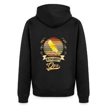 Opa Kanarien Grandpa Canary Vogelliebhaber - Unisex Premium Bio Zip Hoodie - Schwarz - Hinten - Nico (187cm)