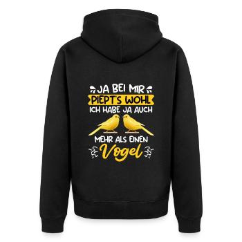 Kanarien Ja bei mir piepts wohl Vogelliebhaber - Unisex Premium Bio Zip Hoodie - Schwarz - Hinten - Nico (187cm)