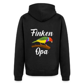Finken Opa Zebrafink Vogelliebhaber Fink - Unisex Premium Bio Zip Hoodie - Schwarz - Hinten - Nico (187cm)
