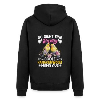 Vogelliebhaber That´s how cool Canarien Mama looks - Unisex Premium Bio Zip Hoodie - Schwarz - Hinten - Nico (187cm)