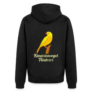 Kanrienvogel Flüsterer Canary Bird Whisperer - Unisex Premium Bio Zip Hoodie - Schwarz - Hinten - Nico (187cm)