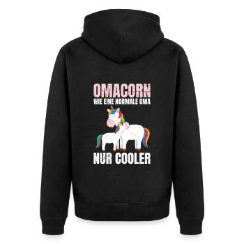 Omacorn Einhorn cool Großmütter Unicorn Grandma - Unisex Premium Bio Zip Hoodie - Schwarz - Hinten - Nico (187cm)
