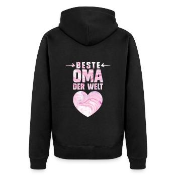 Weltbeste Oma Muttertag Beste Oma Super Grandma - Unisex Premium Bio Zip Hoodie - Schwarz - Hinten - Nico (187cm)