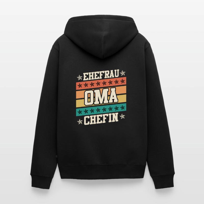 Oma Chefin Großmutter Muttertag Granny Ehefrau Unisex Premium Bio Zip Hoodie