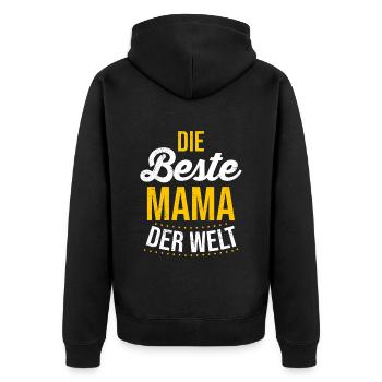 Die Beste Mama der Welt weltbeste Mama Muttertag - Unisex Premium Bio Zip Hoodie - Schwarz - Hinten - Nico (187cm)