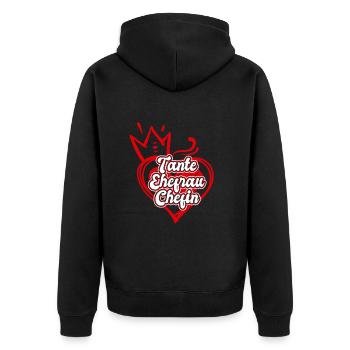 Tante Ehefrau Chefin Legende Auntie Tanten - Unisex Premium Bio Zip Hoodie - Schwarz - Hinten - Nico (187cm)