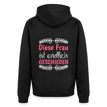 Scheidungsparty geschiedene Frauen Endlich - Unisex Premium Bio Zip Hoodie - Schwarz - Hinten - Nico (187cm)