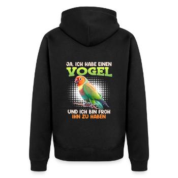 Liebesvögel Ja ich habe einen Vogel Lovebird - Unisex Premium Bio Zip Hoodie - Schwarz - Hinten - Nico (187cm)
