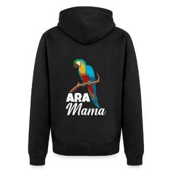 Ara Mama Papagei Fan Vogelliebhaber Macaw - Unisex Premium Bio Zip Hoodie - Schwarz - Hinten - Nico (187cm)