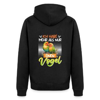 Lovebird Ich habe mehr als nur einen Vogel - Unisex Premium Bio Zip Hoodie - Schwarz - Hinten - Nico (187cm)