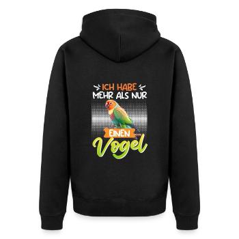 Lovebird Ich habe mehr als nur einen Vogel - Unisex Premium Bio Zip Hoodie - Schwarz - Hinten - Nico (187cm)
