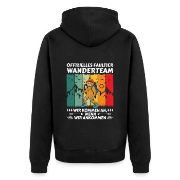 Wanderteam Faultier Wandern - Unisex Premium Bio Zip Hoodie - Schwarz - Hinten - Nico (187cm)