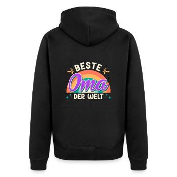 Weltbeste Oma Muttertag Beste Oma Super Grandma - Unisex Premium Bio Zip Hoodie - Schwarz - Hinten - Nico (187cm)