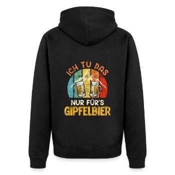 Wanderer lustig Bierfan Gipfelbier Summit - Unisex Premium Bio Zip Hoodie - Schwarz - Hinten - Nico (187cm)