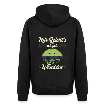 Mir reichts ich geh wandern Bergfan - Unisex Premium Bio Zip Hoodie - Schwarz - Hinten - Nico (187cm)