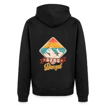 Bergsteiger Bergbengel klettern Wanderer Berge - Unisex Premium Bio Zip Hoodie - Schwarz - Hinten - Nico (187cm)