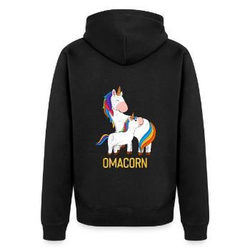 Omacorn Einhörner Fans Großmütter Unicorn - Unisex Premium Bio Zip Hoodie - Schwarz - Hinten - Nico (187cm)
