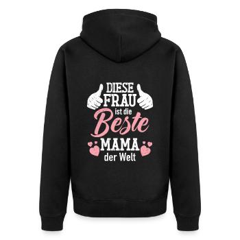 Die Beste Mama der Welt weltbeste Mama Muttertag - Unisex Premium Bio Zip Hoodie - Schwarz - Hinten - Nico (187cm)