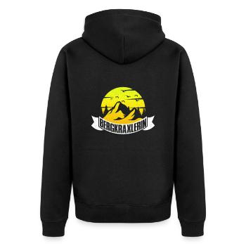 Bergkraxlerin Wanderer Bergsteiger Bergfan - Unisex Premium Bio Zip Hoodie - Schwarz - Hinten - Nico (187cm)
