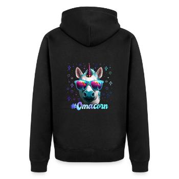 Licorne Fan Omacorn Grand-mère Fête des mères Mamie - Veste à capuche bio Premium Unisexe - noir - Dos - Nico (187cm)