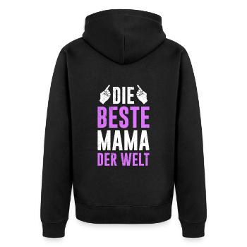 Die Beste Mama der Welt weltbeste Mama Muttertag - Unisex Premium Bio Zip Hoodie - Schwarz - Hinten - Nico (187cm)