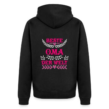 Weltbeste Oma Muttertag Beste Oma Super Grandma - Unisex Premium Bio Zip Hoodie - Schwarz - Hinten - Nico (187cm)
