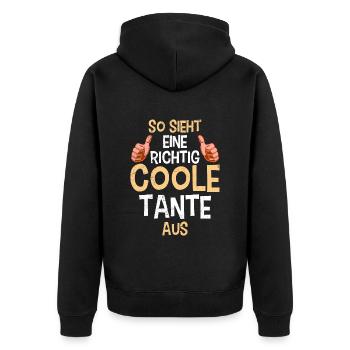 Coole Tante Muttertag Beste Tanten Best Aunt - Unisex Premium Bio Zip Hoodie - Schwarz - Hinten - Nico (187cm)