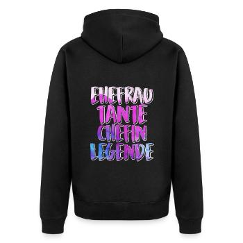 Tante Ehefrau Chefin Legende Muttertag Tanten - Unisex Premium Bio Zip Hoodie - Schwarz - Hinten - Nico (187cm)