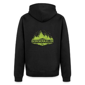 Bergkraxler Bergfan Wanderer Berge - Unisex Premium Bio Zip Hoodie - Schwarz - Hinten - Nico (187cm)