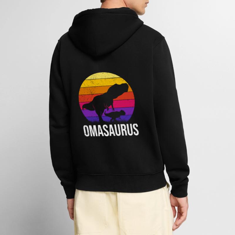 Omasaurus Muttertag Großmutter Dinosaurier Unisex Premium Bio Zip Hoodie