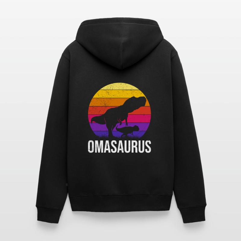 Omasaurus Muttertag Großmutter Dinosaurier Unisex Premium Bio Zip Hoodie