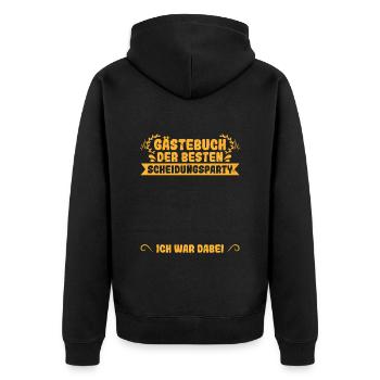 Scheidungsparty Gästebuch Ich war Dabei Scheidung - Unisex Premium Bio Zip Hoodie - Schwarz - Hinten - Nico (187cm)