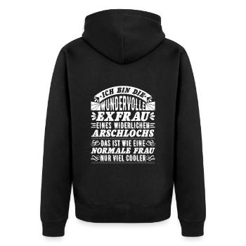 Wundervolle Ex Frau geschiedene Frau Damen - Unisex Premium Bio Zip Hoodie - Schwarz - Hinten - Nico (187cm)