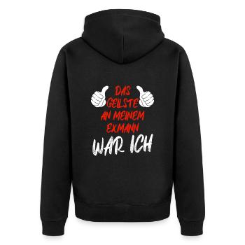 Scheidungsparty Finally Divorced Ehe Scheidung - Unisex Premium Bio Zip Hoodie - Schwarz - Hinten - Nico (187cm)