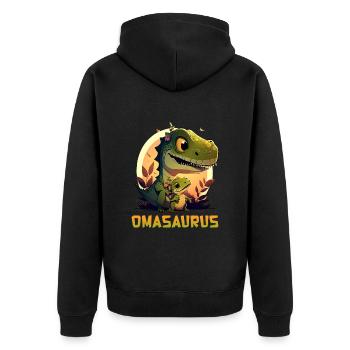 Omasaurus Muttertag Grandma Mama Tag Oma - Unisex Premium Bio Zip Hoodie - Schwarz - Hinten - Nico (187cm)