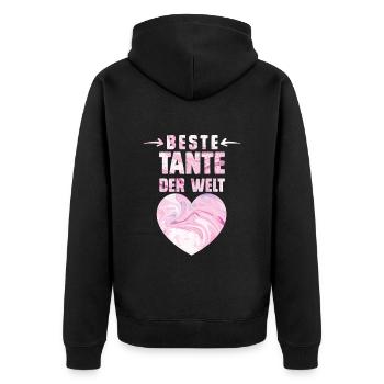 Weltbeste Tante Muttertag Beste Tante Aunties - Unisex Premium Bio Zip Hoodie - Schwarz - Hinten - Nico (187cm)