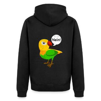 Liebesvögel Nein! sturre Vögel Lovebirds Papageien - Unisex Premium Bio Zip Hoodie - Schwarz - Hinten - Nico (187cm)