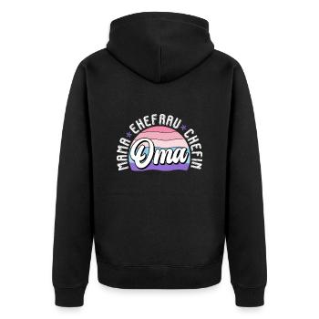 Oma Chefin Großmutter Muttertag Granny Ehefrau - Unisex Premium Bio Zip Hoodie - Schwarz - Hinten - Nico (187cm)