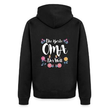 Weltbeste Oma Muttertag coole Oma Granny - Unisex Premium Bio Zip Hoodie - Schwarz - Hinten - Nico (187cm)